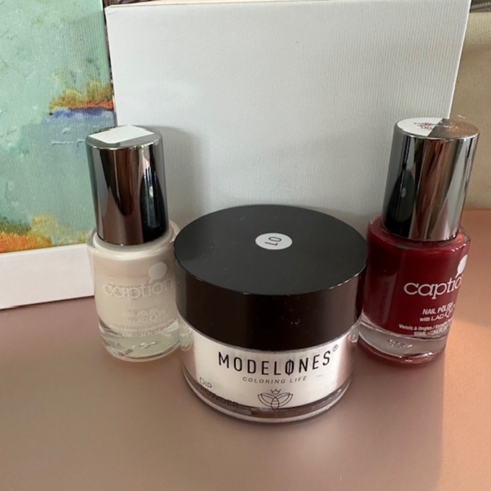 Caption and Clear Dip Bundle; Dip is NWT and 2 caption polishes, swatched only